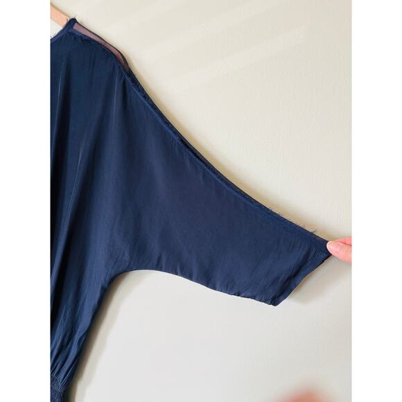 Ramy Brook Navy Mini Dress Small Blue Short Sleeve Blouson - Picture 3 of 8